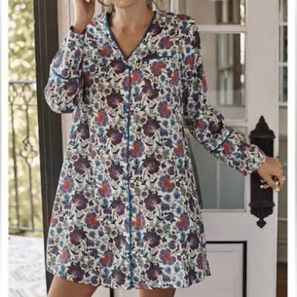 Summersalt Floral Long Sleeve Nightgown - Blue and Red